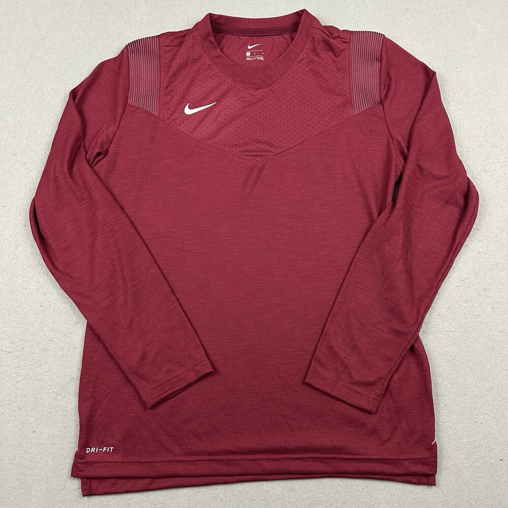 Nike Shirt Men Medium Burgundy Solid Team Player Training Football Dri Fit M